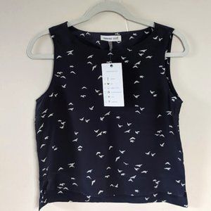 Amour Vert Blue and White Silk Tank